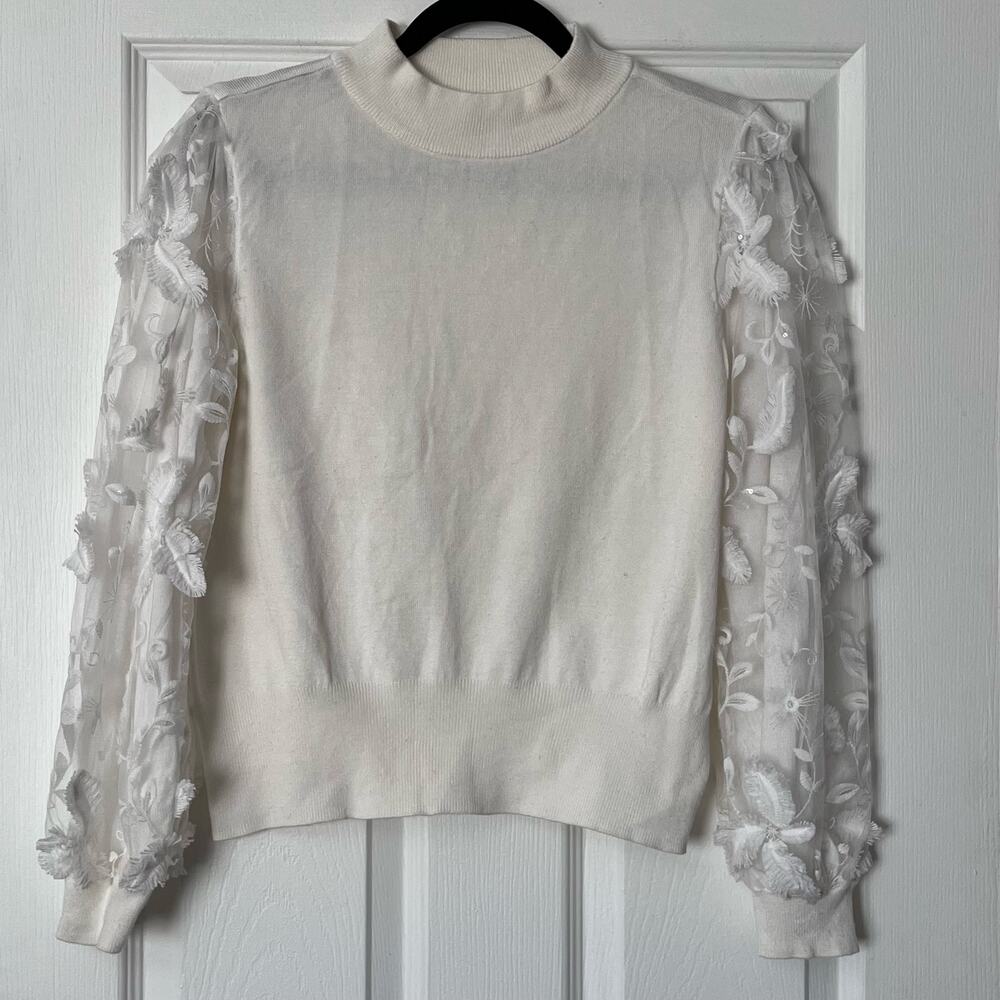 Joseph A. Lace Overlay Sweater - Size M